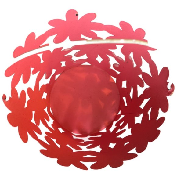 RARE: Vtg Metal Cut-out Daisy Basket Pink White Handle Phillipines Spring Easter - Picture 5 of 8